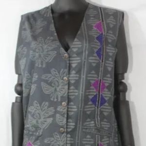 Vintage India Print Women's Reversible Cotton Vest, Size M